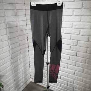Adidas Ladies Size XS Grey w/ Black & Pink Accents Elastic Waistband Leggings